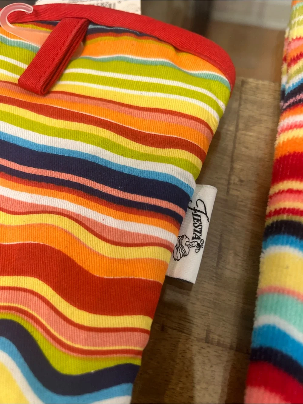 Fiesta Multicolor Chevron Wave kitchen towels & Matching Oven Mitt Set